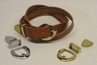 Mens Belt with Rounded Buckle, Silver and Brass
